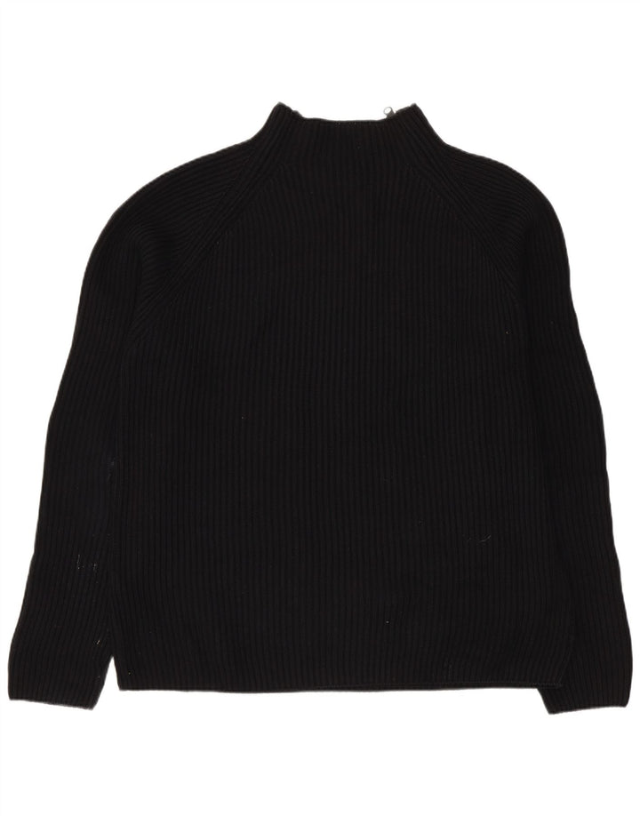 Pulover pentru bărbați Zara, cu fermoar și gât, bumbac mare, negru