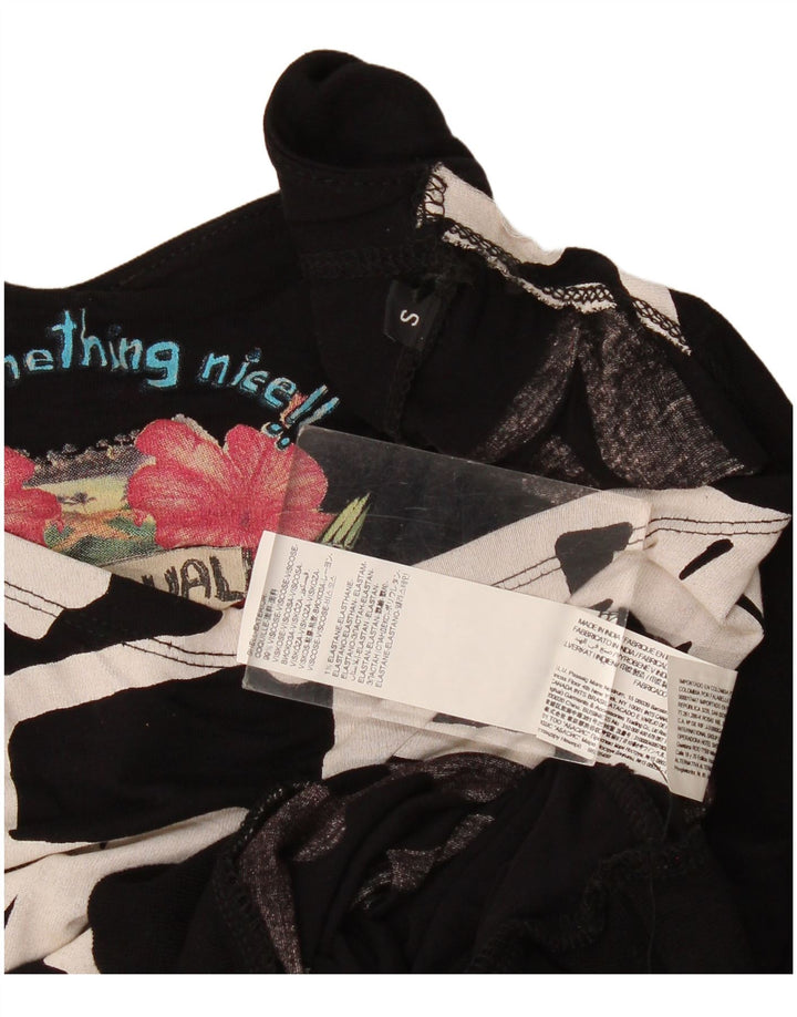 Bluză Desigual pentru damă cu grafic Batwing Top UK 10 Small Black Geometric