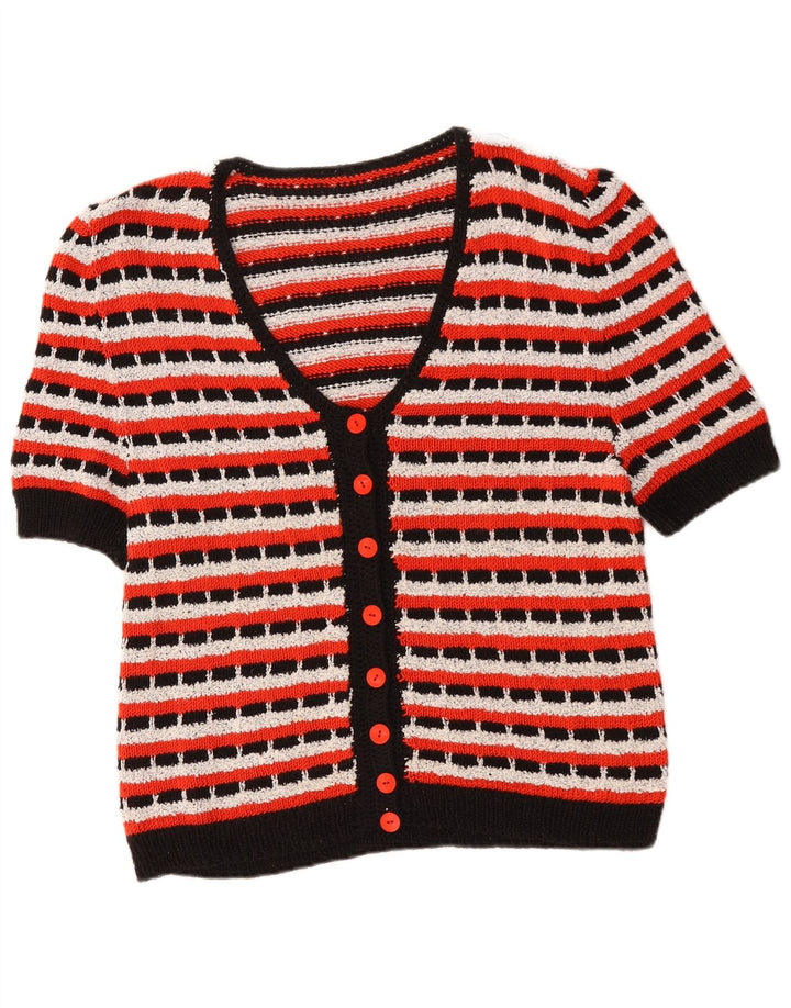 Pulover Cardigan Vintage pentru Damă UK 14 Medium Multicolore Dungi