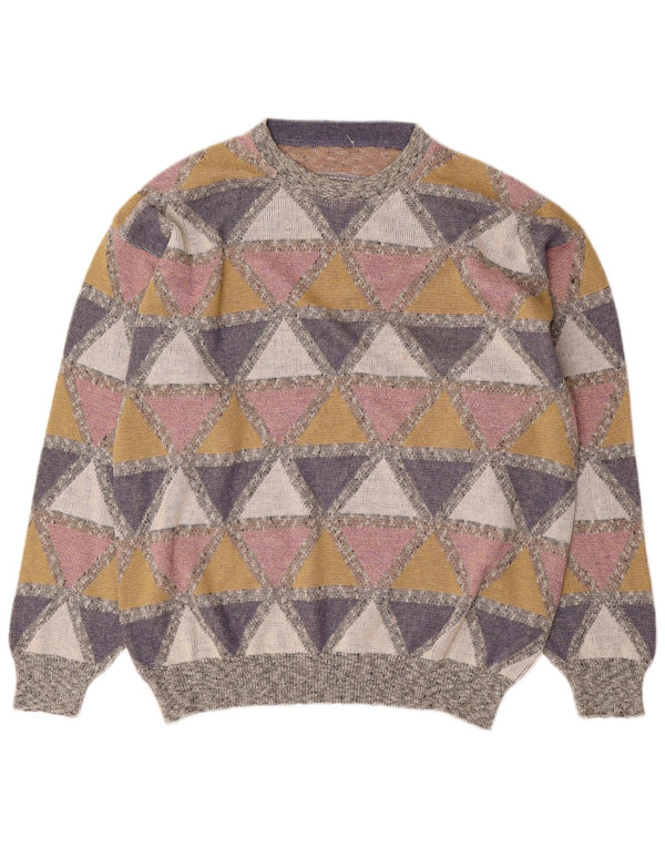 Pulover vintage pentru bărbați cu gâtul turnat, mare, multicolor Argyle/Diamond