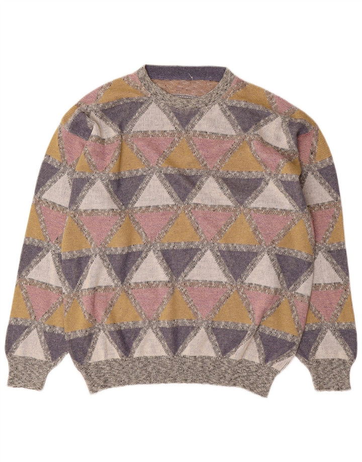 Pulover vintage pentru bărbați cu gâtul turnat, mare, multicolor Argyle/Diamond