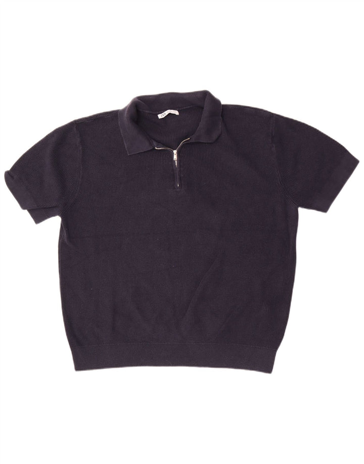 Cămașă polo pentru bărbați Zara, mare, bleumarin, bumbac