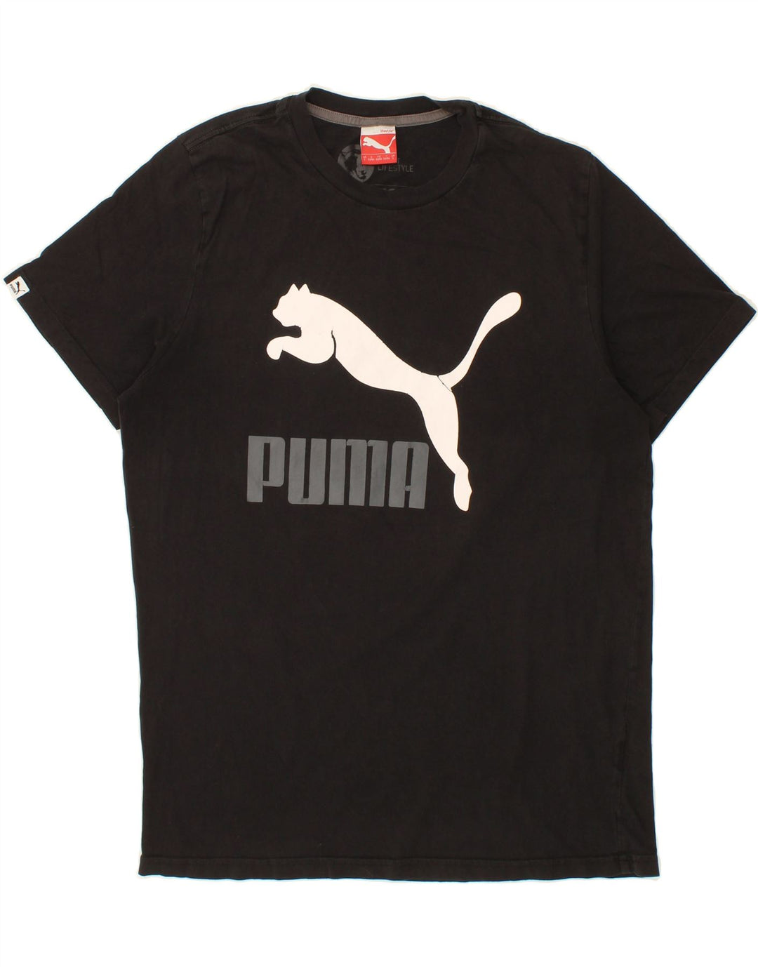 PUMA Mens Graphic T-Shirt Top Large Black Vintage Puma and Second-Hand Puma from Messina Hembry 
