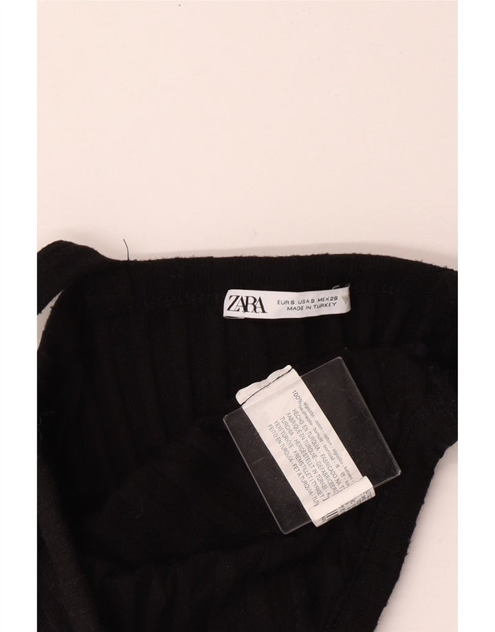 Top Crop pentru Damă Zara UK 8 Mic Negru Bumbac