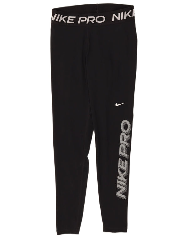 Leggings Nike Dri Fit Graphic pentru femei UK 12 Poliester mediu negru