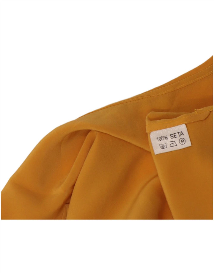 Crop Top fără mâneci vintage pentru femei UK 12 Medium Yellow Silk