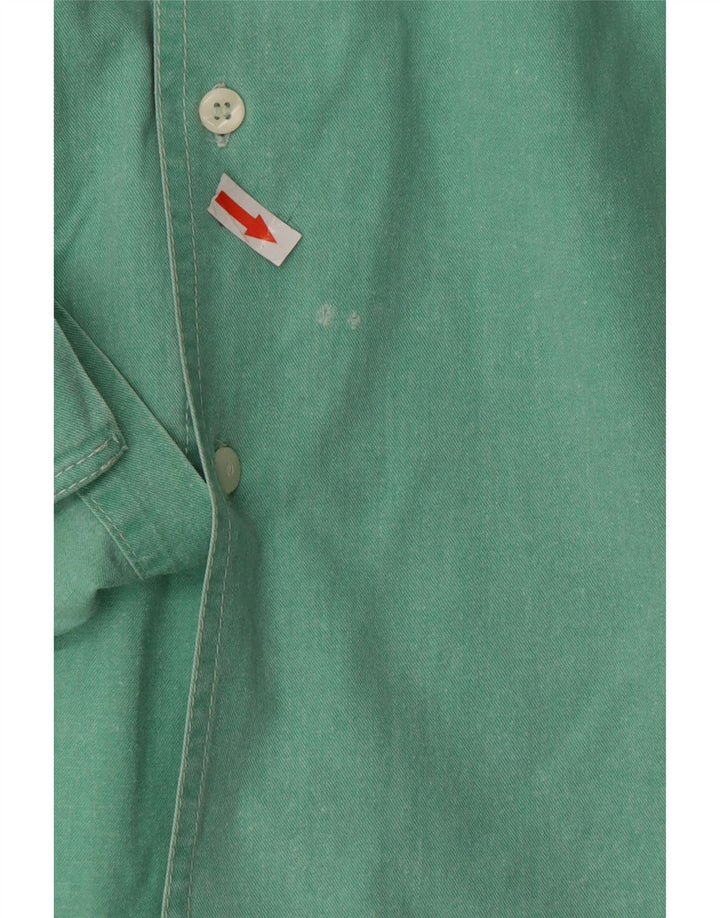 Cămașă cu mânecă scurtă vintage pentru bărbați, bumbac verde mare