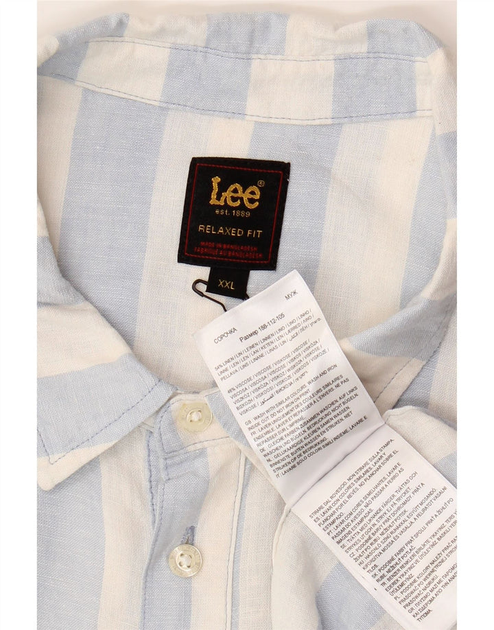 Cămașă pulover cu mânecă scurtă LEE pentru bărbați, 2XL, cu dungi albastre