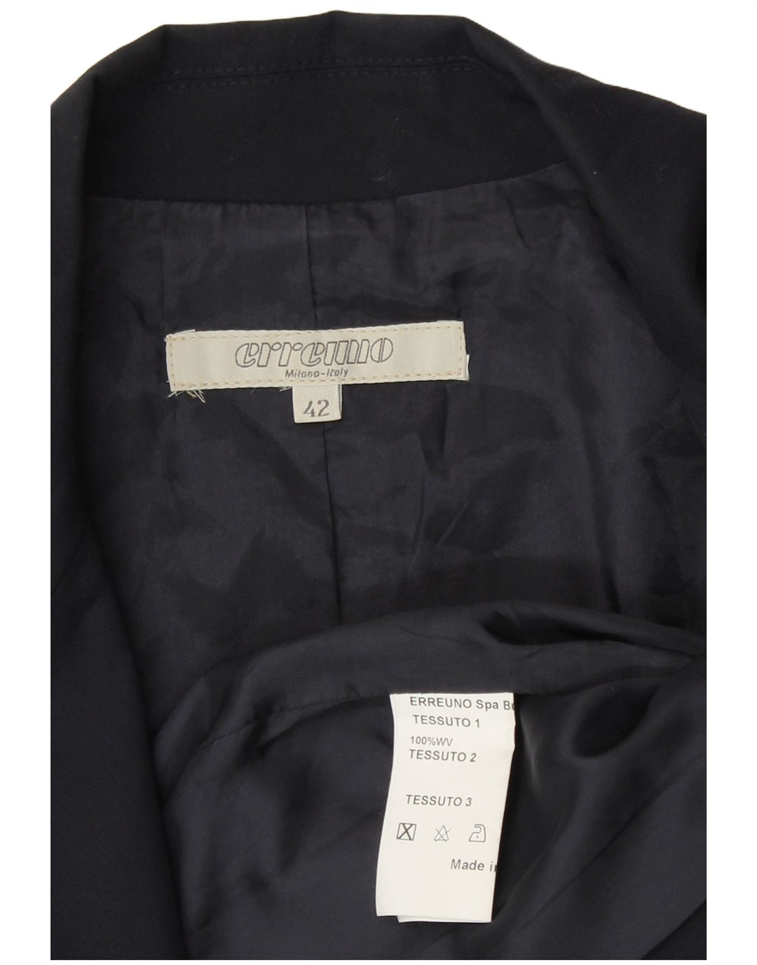 Jachetă vintage pentru femei crop blazer IT 42 Medium bleumarin Lână