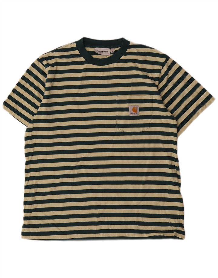 Tricou pentru bărbați Carhartt Top din bumbac cu dungi verzi medii