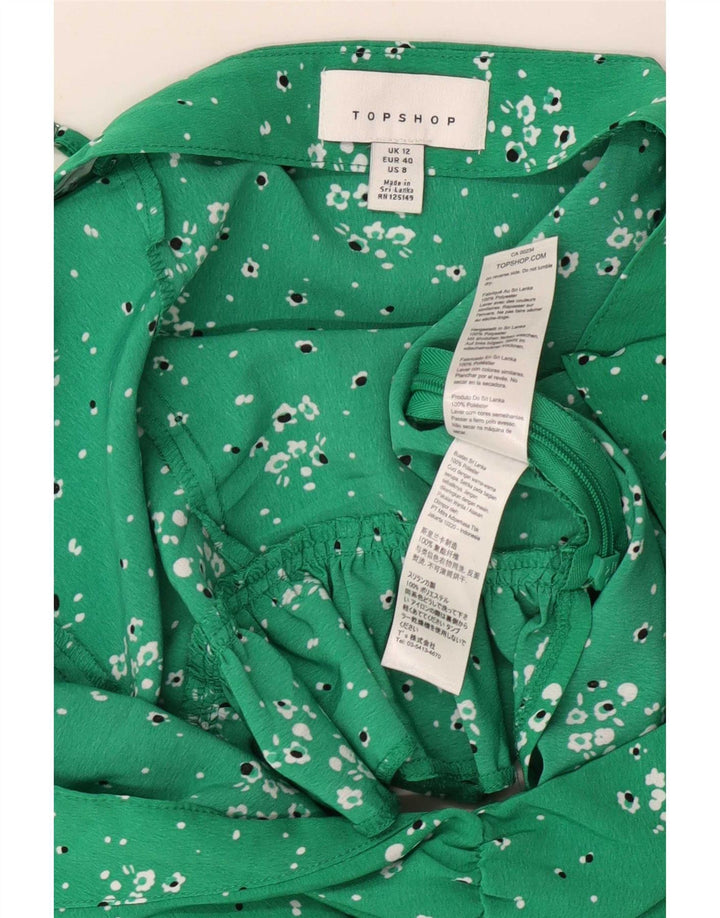 Topshop Cami Top pentru femei UK 12 Medium Green Floral Poliester