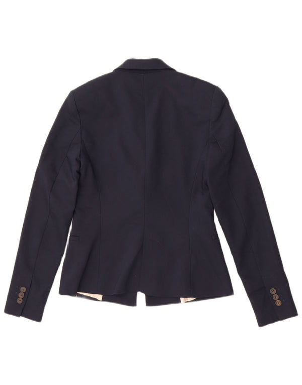 Blazer pentru femei Zara cu 1 nasture UK 10 mic bumbac bleumarin