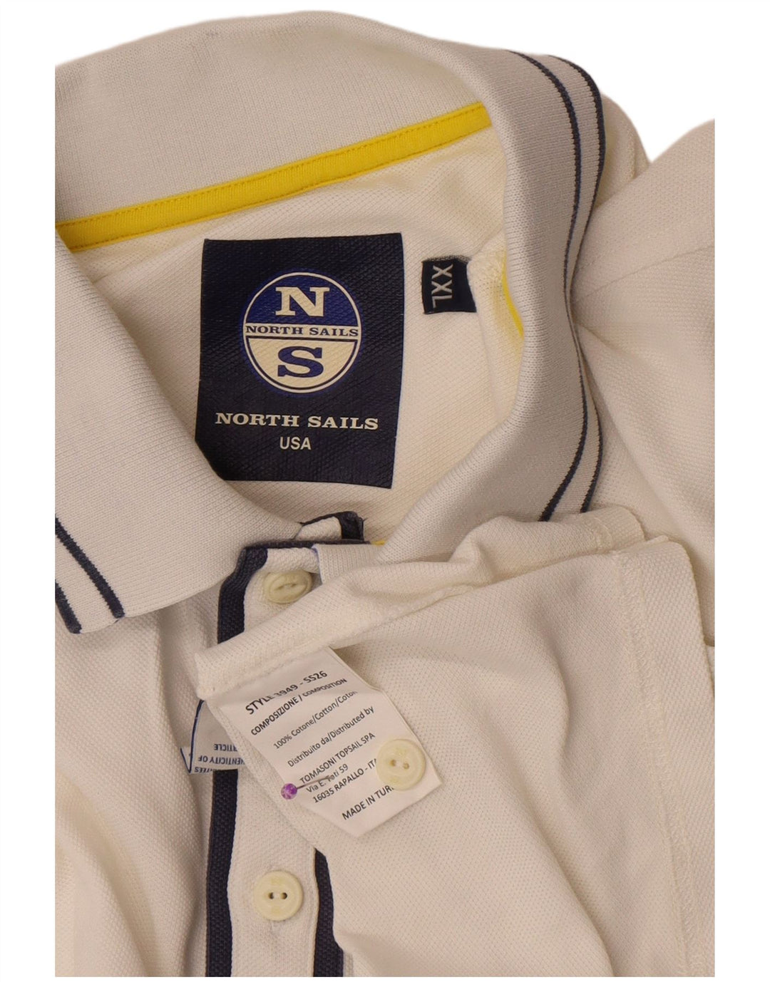 Tricou polo North Sails pentru bărbați, bumbac cu dungi albe 2XL