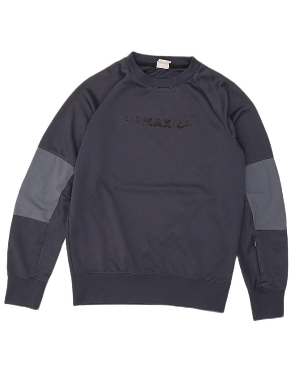 Hanorac grafic pentru bărbați Nike Pulover mic, albastru bleumarin, poliester color bloc
