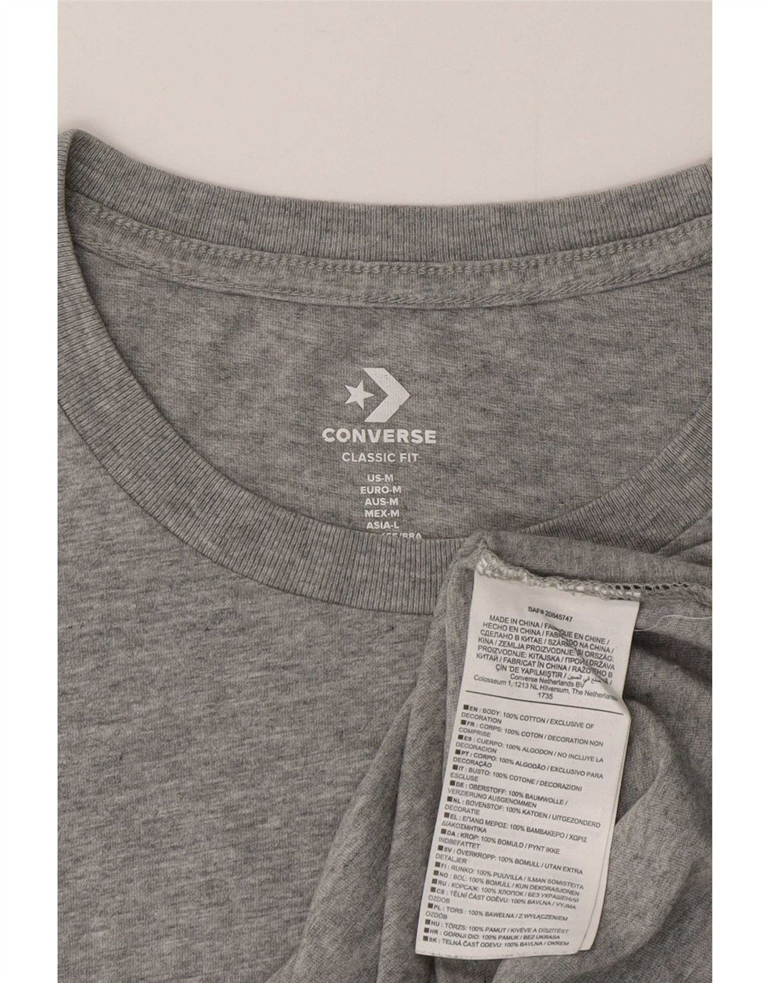 Top tricou Converse pentru femei UK 12 Medium Gri Bumbac