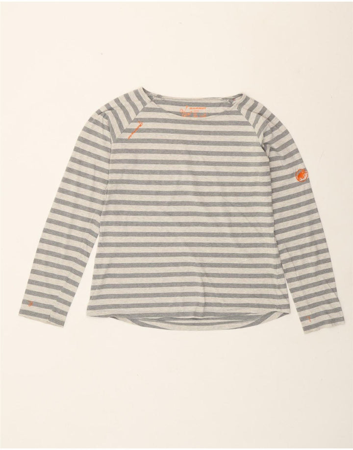 Top pentru femei Mammut cu mânecă lungă UK 14 mare, gri cu dungi