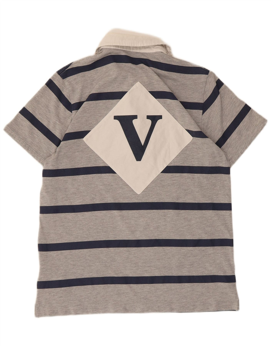 Tricou polo grafic rugby Adidas pentru bărbați, poliester cu dungi gri mediu