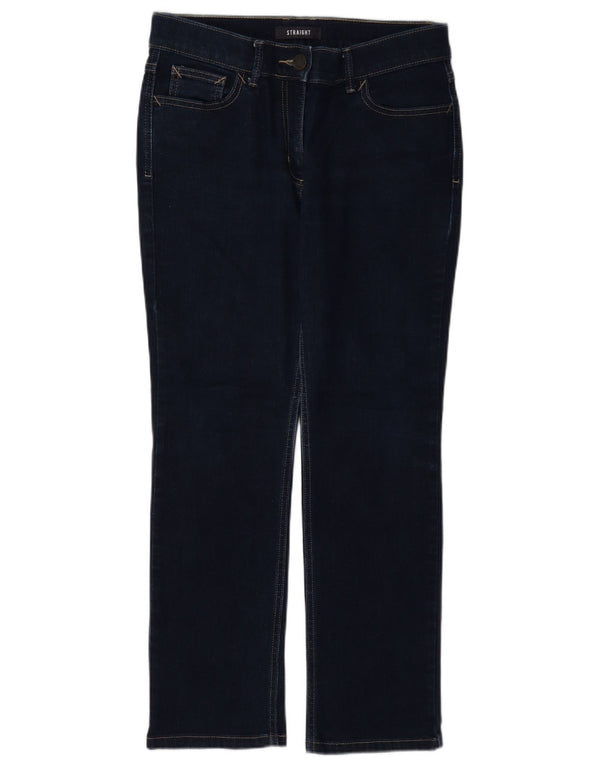 Marks & Spencer Womens Straight Jeans UK 12 Medium W30 L27 Navy Blue Cotton