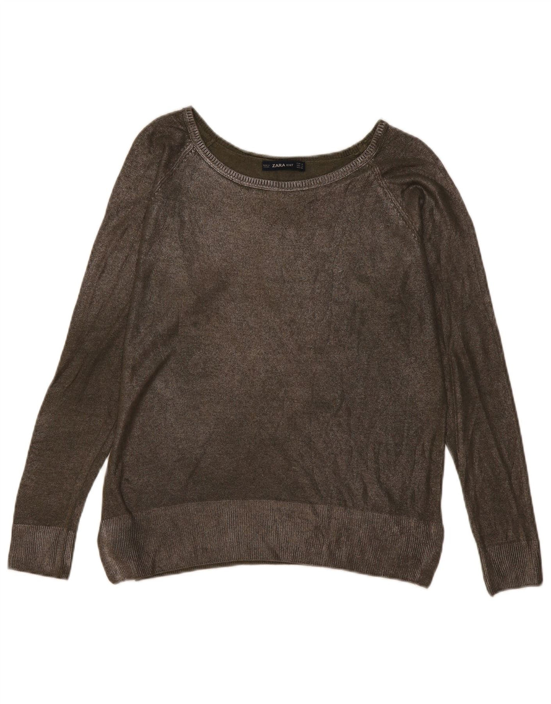 Pulover pentru femei Zara cu gât de barcă UK 14 Medium Khaki
