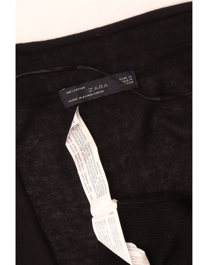 Pulover cardigan deschis pentru femei Zara UK 12 bumbac mediu negru