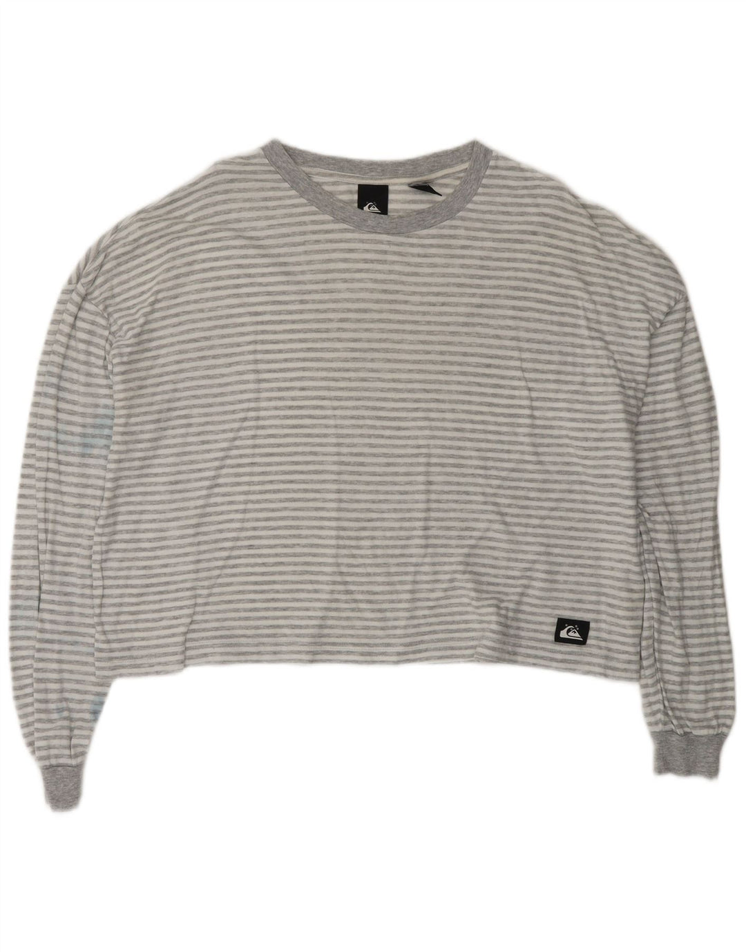 QUIKSILVER Crop Top supradimensionat pentru femei cu mânecă lungă UK 14 Medium Gri cu dungi