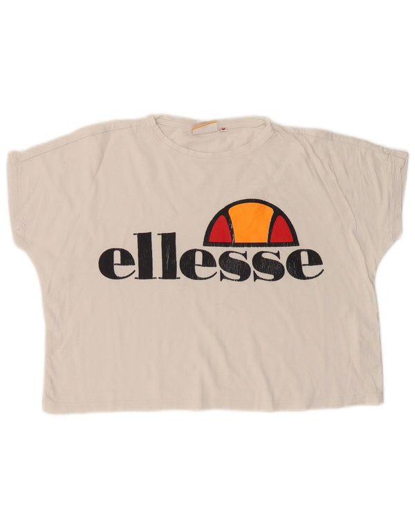 Tricou cu grafic crop supradimensionat pentru femei ELLESSE Heritage UK 6 XS Alb