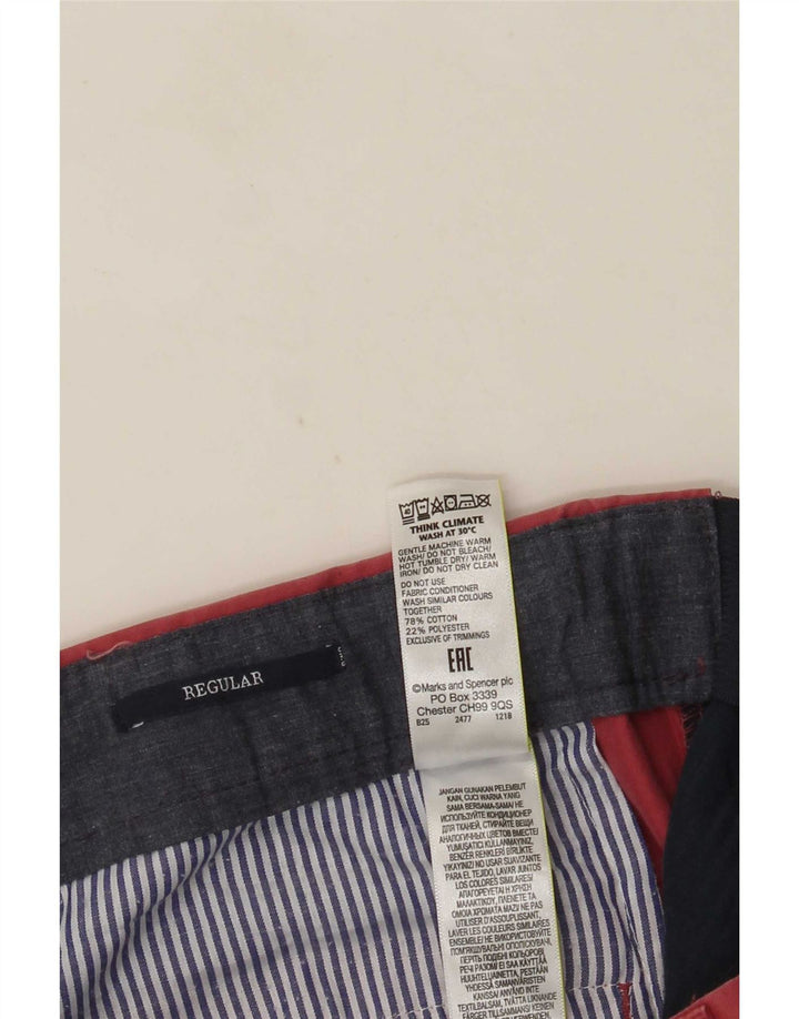 Marks & Spencer Pantaloni de costum obișnuit, drepti, pentru bărbați, L32 L28, bumbac roz