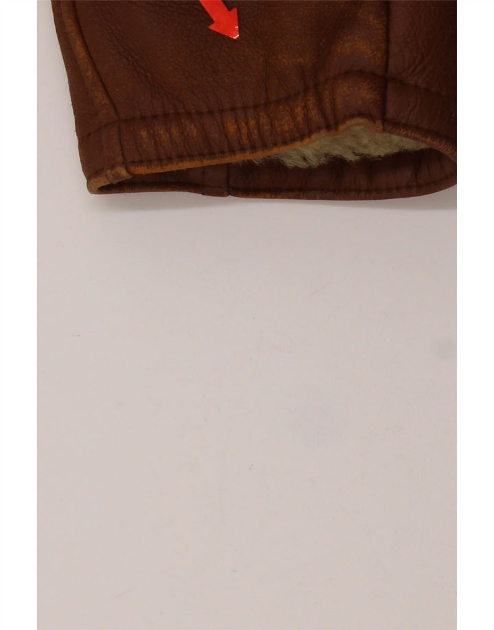 Jachetă vintage din shearling pentru femei IT 50 mare, maro, din shearling
