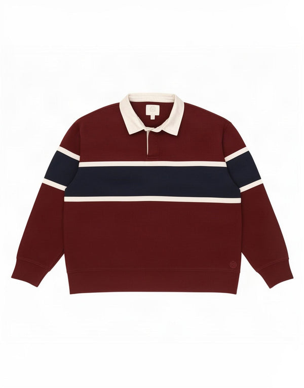 Pulover pentru bărbați Marks & Spencer, cu gât polo, 2XL Burgundy Colorblock
