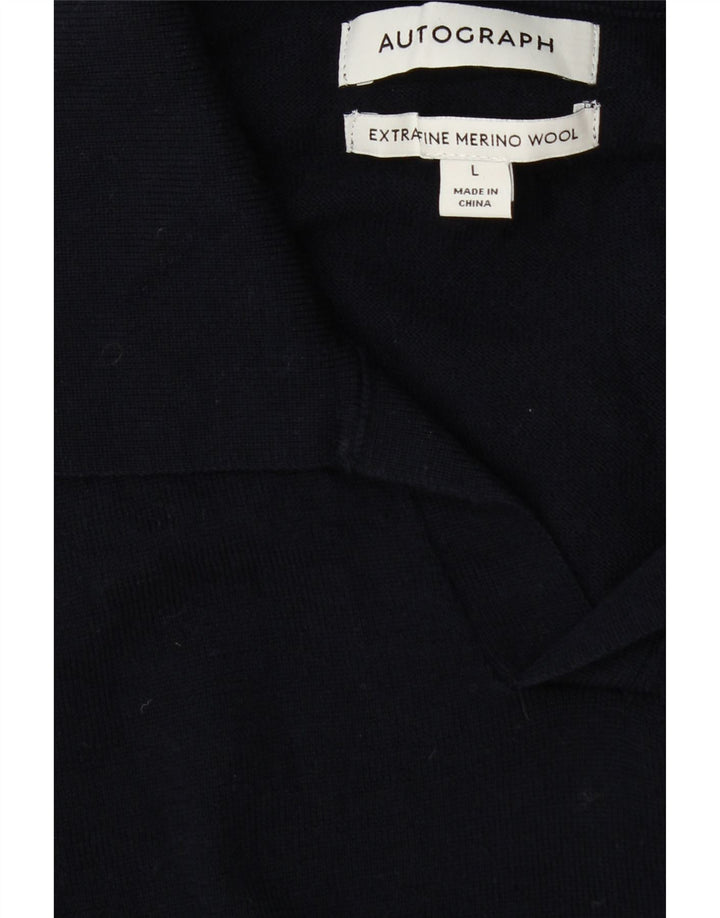 Pulover pentru bărbați Marks & Spencer, cu autograf, cu gât polo, mare, bleumarin