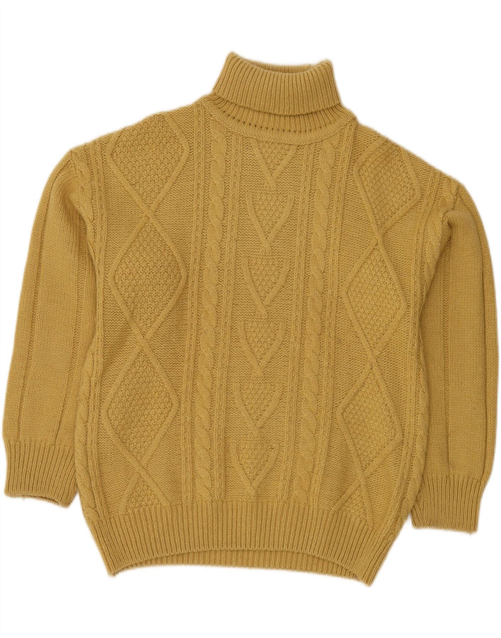 Pulover pentru femei VINTAGE cu gât rulat IT 48 XL Lână galbenă