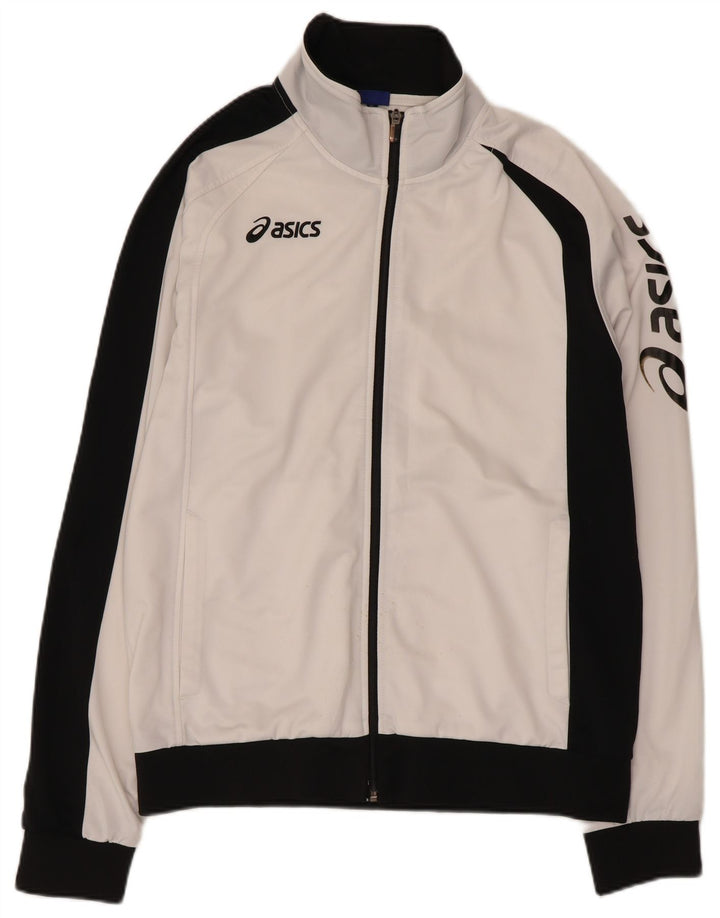 Jachetă de top pentru trening grafic Asics pentru femei UK 18 XL, alb, bloc de culoare