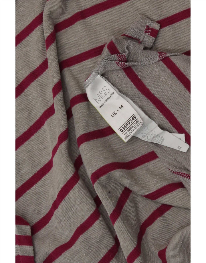 Tricou pentru femei Marks & Spencer Top UK 14 Poliester cu dungi gri mare