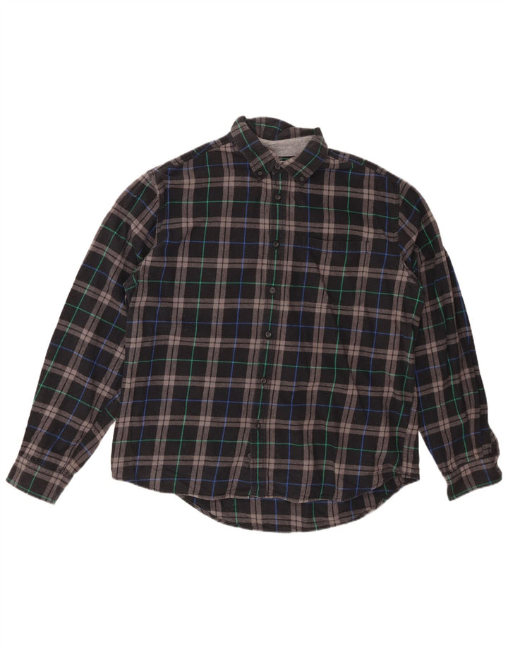 Cămașă de flanel pentru bărbați EDDIE BAUER XL, bumbac negru cu carouri