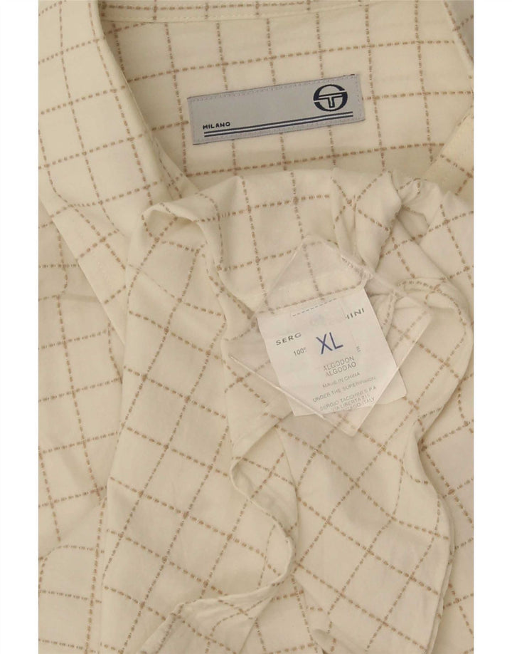 Cămașă cu mânecă scurtă pentru bărbați Sergio Tacchini, bumbac cu carouri alb XL