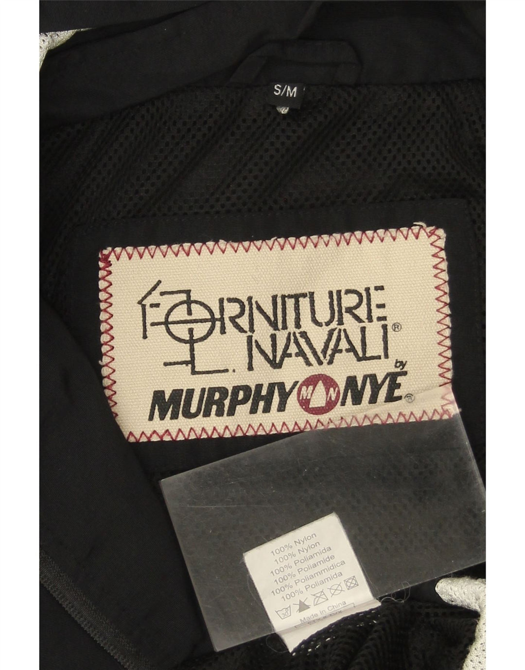 MURPHY & NYE Jachetă de ploaie cu glugă cu grafică pentru bărbați UK 36, negru, color-block