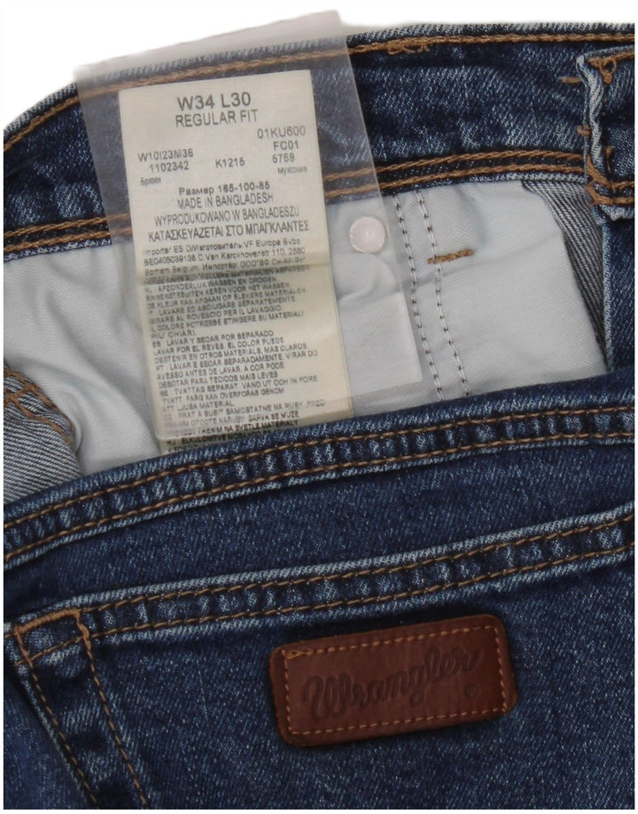 Blugi drepti WRANGLER pentru bărbați, cu ajustare normală, W34 L30, bumbac albastru