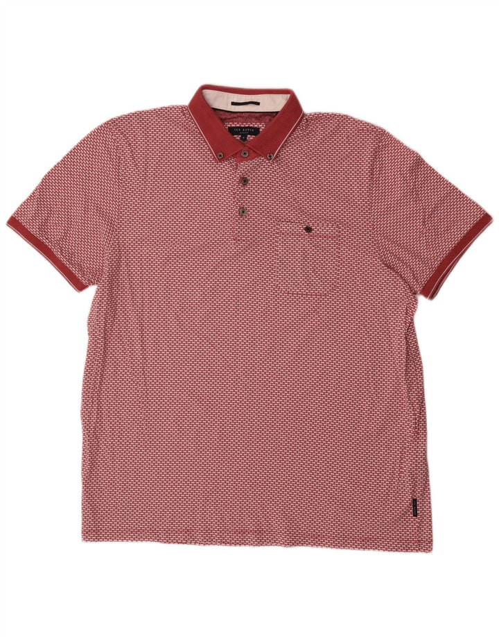 Tricou polo pentru bărbați Ted Baker cu model abstract Mărimea 6 2XL bumbac roșu