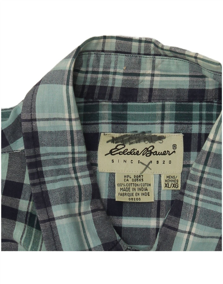 Cămașă cu mânecă scurtă pentru bărbați EDDIE BAUER XL, bumbac cu carouri albastre
