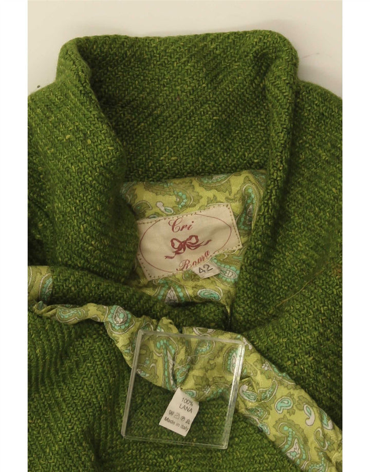 Jachetă vintage pentru femei cu cravată în față IT 42 Lână verde medie