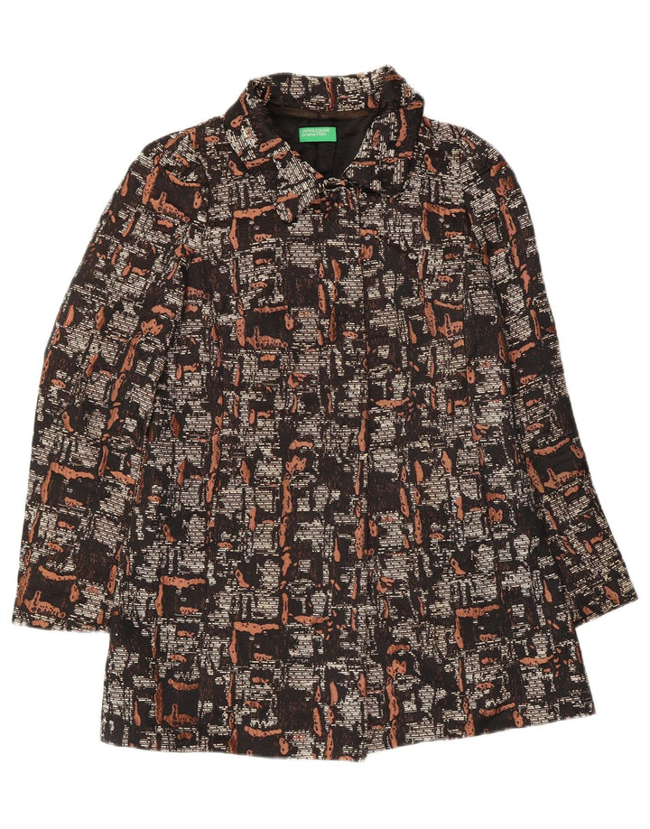 Pardesiu pentru femei Benetton cu model abstract UK 10 Poliester negru mic