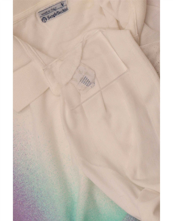 Tricou polo Sergio Tacchini pentru bărbați, bumbac color bloc alb mediu
