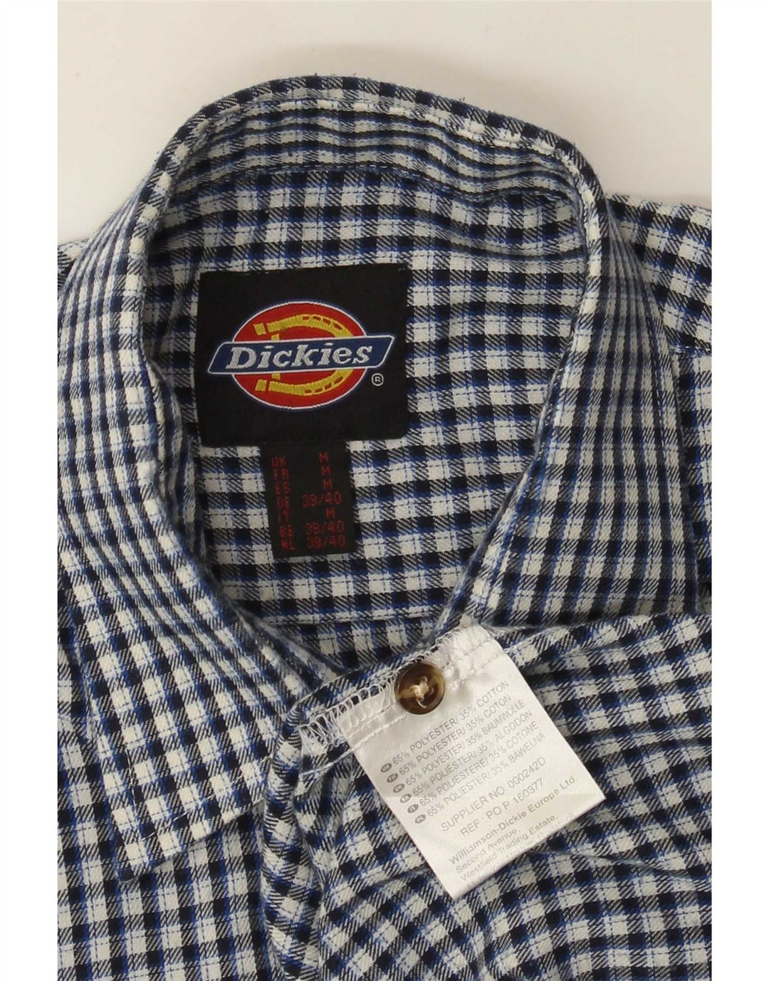 Cămașă pentru bărbați Dickies, poliester vichy albastru mediu