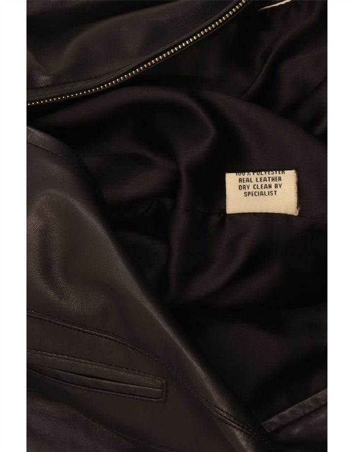 Jachetă de piele vintage pentru femei UK 12 Medium Black