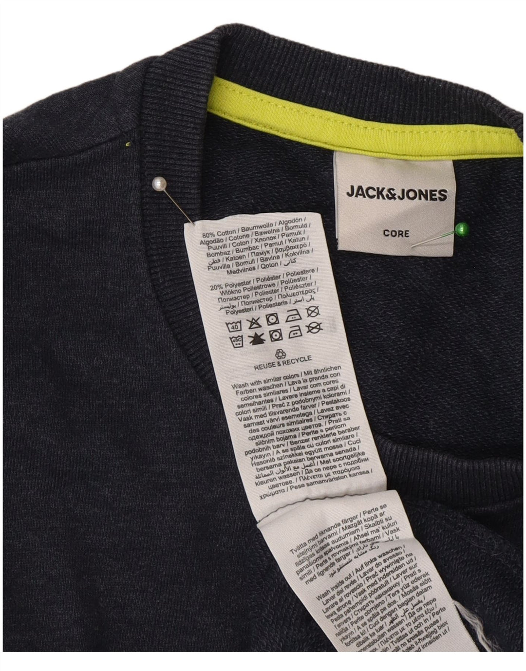 Jack & Jones Pulover grafic pentru bărbați, bumbac mic, albastru