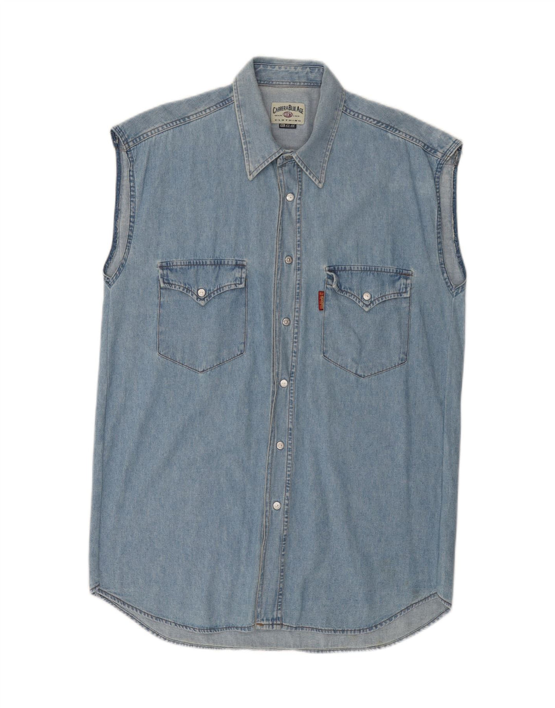 Cămașă din denim fără mâneci pentru bărbați CARRERA Mărimea 43/44 XL Bumbac albastru