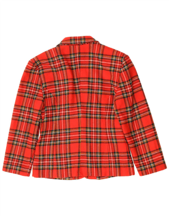 Blazer Vintage pentru femei cu 3 nasturi, UK 14 Medium Red Check