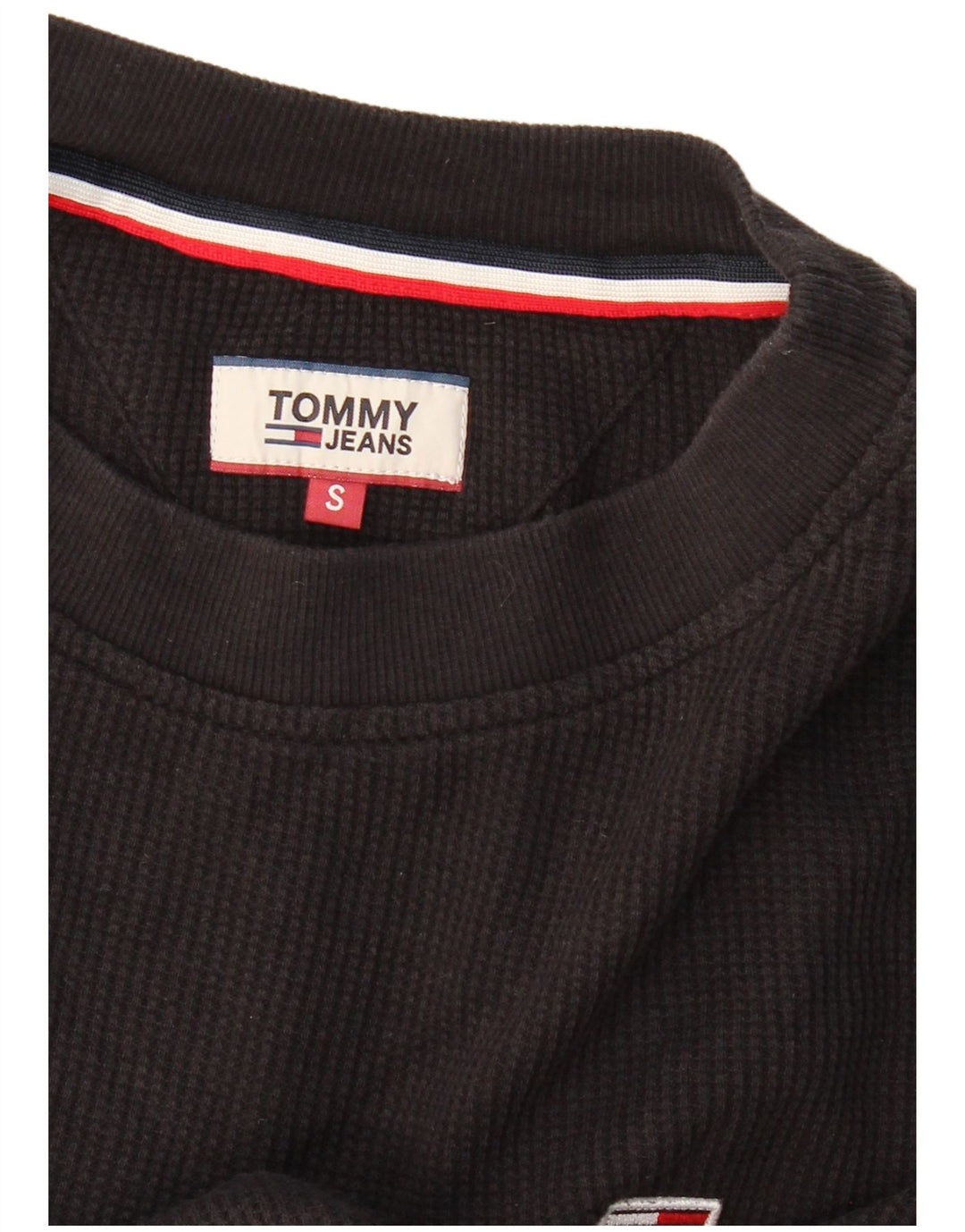 TOMMY HILFIGER Crop Top supradimensionat cu mânecă lungă UK 10 Mic Negru
