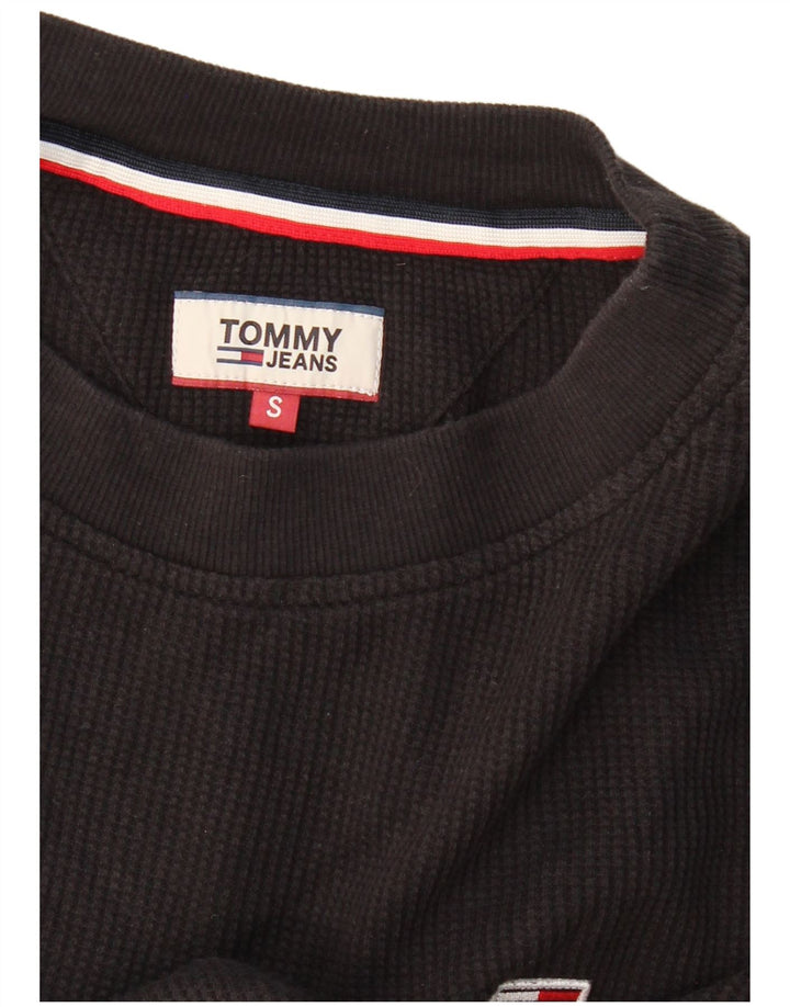 TOMMY HILFIGER Crop Top supradimensionat cu mânecă lungă UK 10 Mic Negru