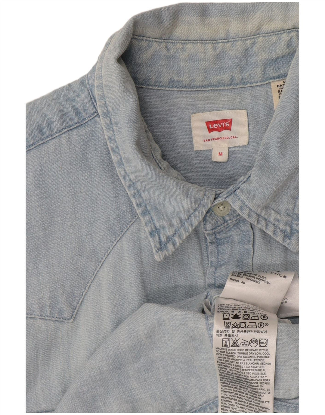 Cămașă de blugi cu mânecă scurtă pentru bărbați Levi's, bumbac albastru mediu